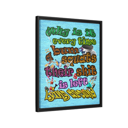 the bum's shit - framed canvas art (faded blue)
