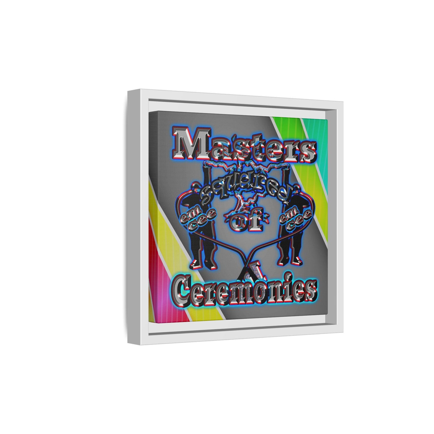 em cee squared - framed canvas art (rainbow split)