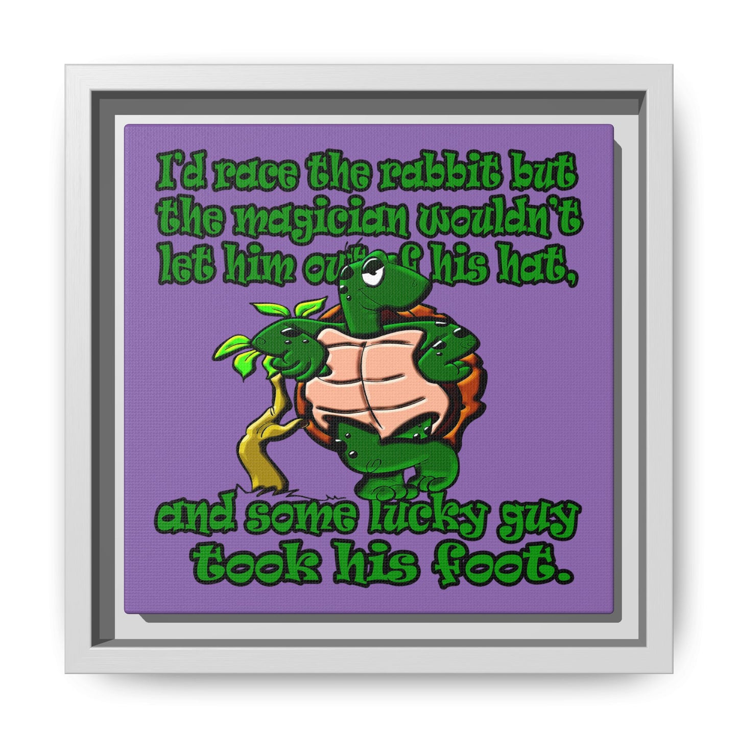 turtle race - framed canvas art (light purple)