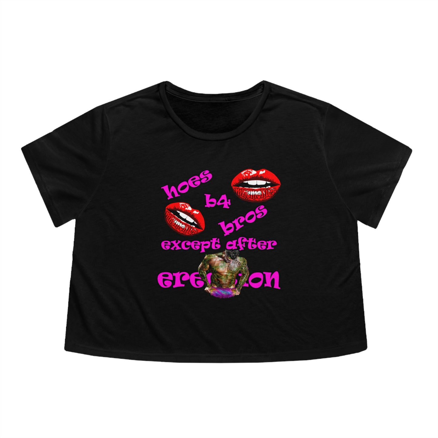 hoes b4 bros - Women's Flowy Cropped Tee