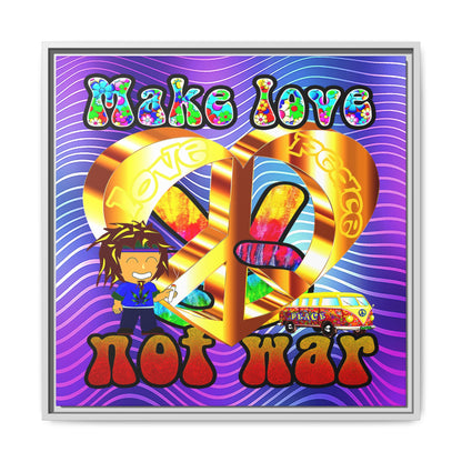 love peace - framed canvas art (purple wave)