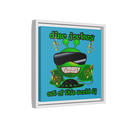disc jockey - framed canvas art (turquoise)