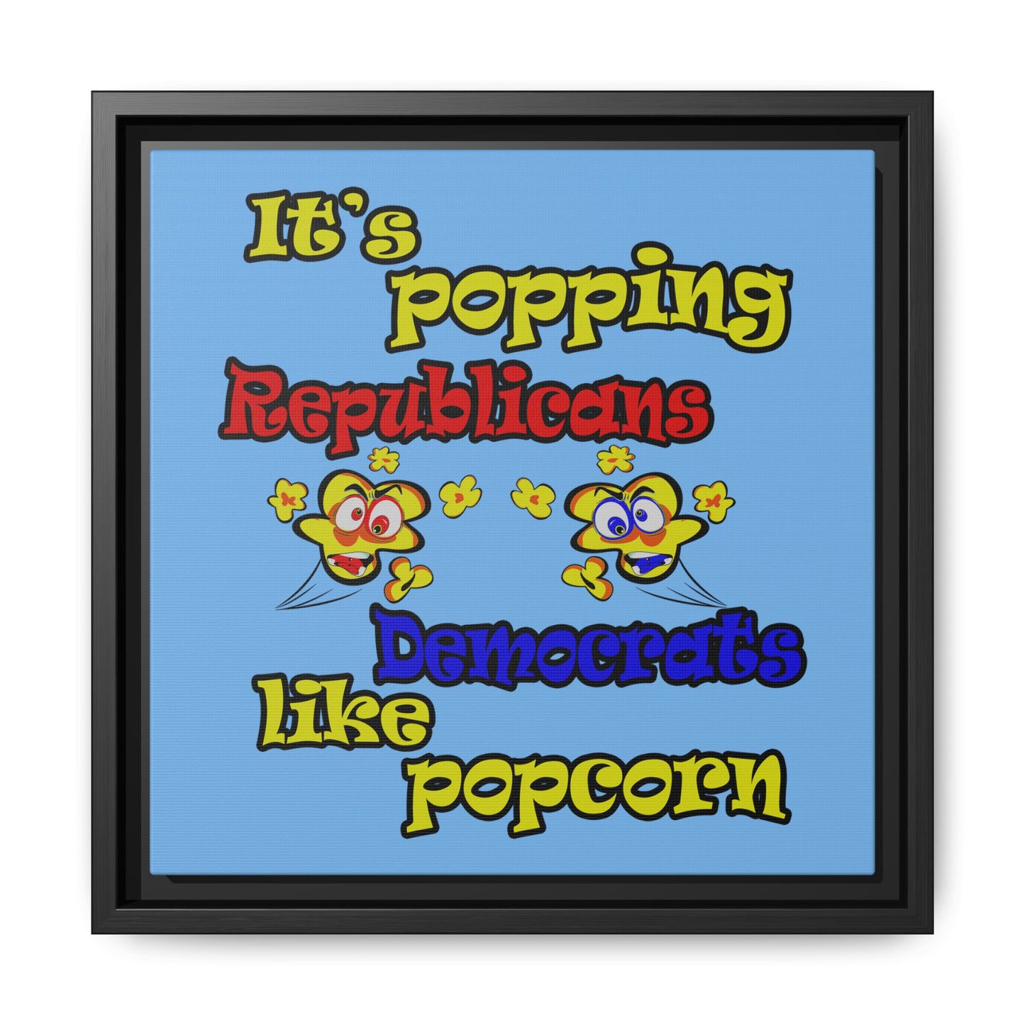 popping like popcorn - framed canvas art (light blue)
