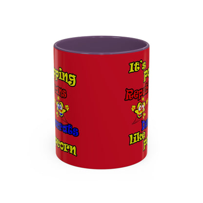 popping like popcorn - Accent Mug (dark red)