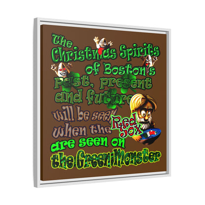 christmas spirits of boston - framed canvas art (brown)