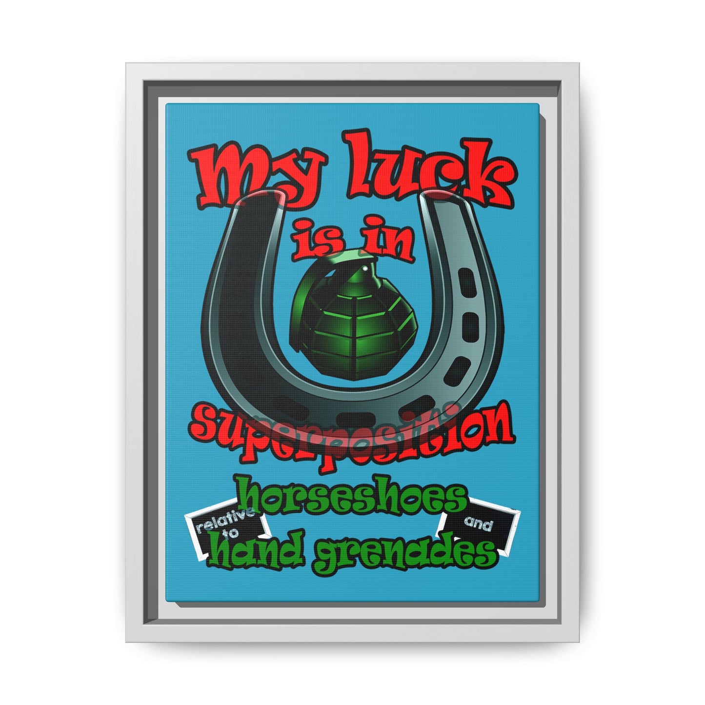my luck - framed canvas art (turquoise)