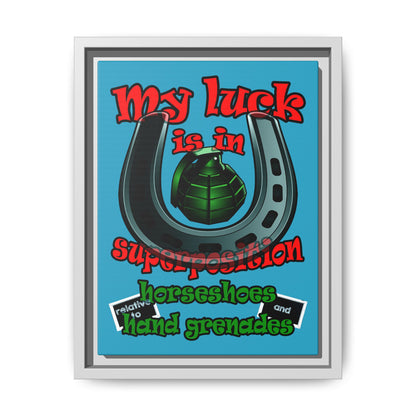 my luck - framed canvas art (turquoise)