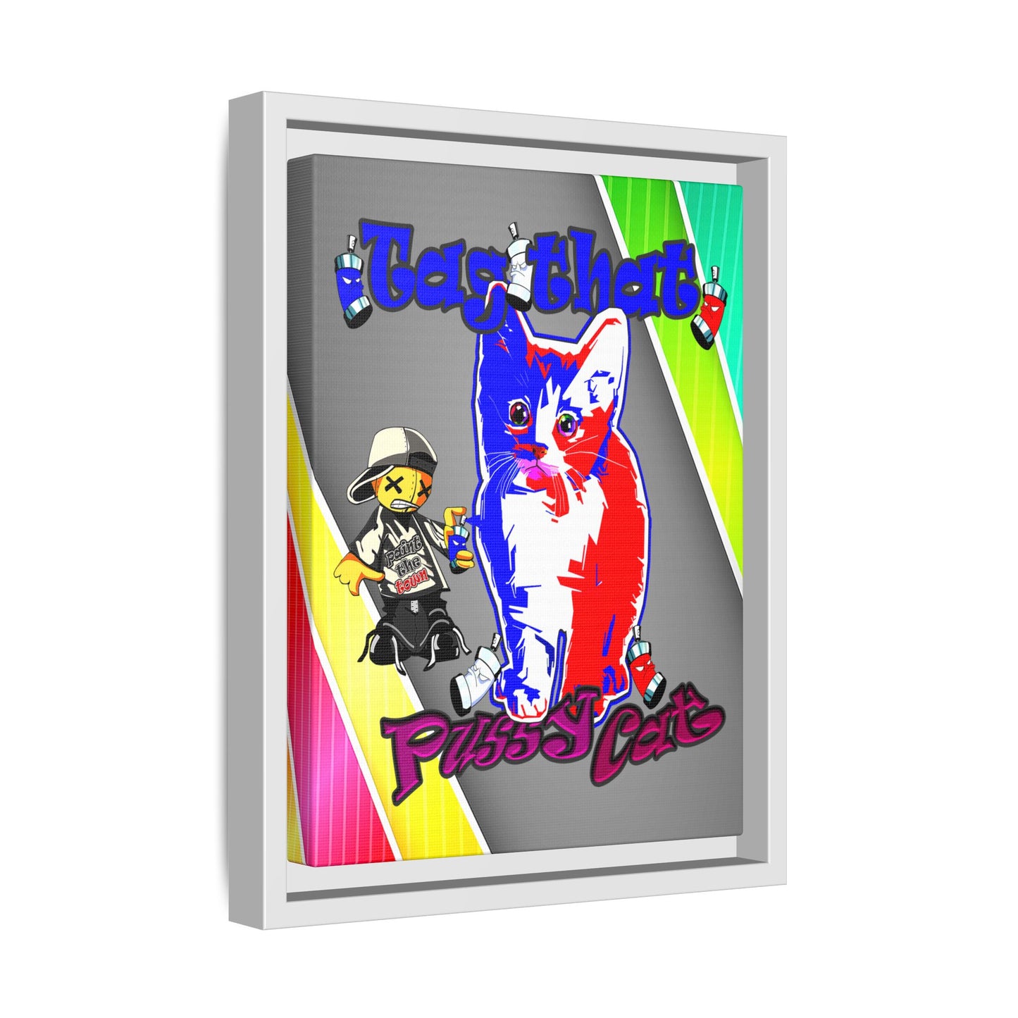 tag that - framed canvas art (rainbow split)