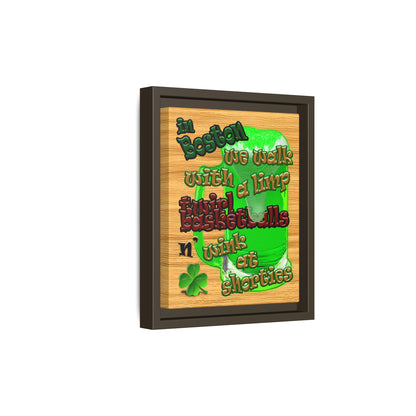 celtics logo - framed canvas art (butterscotch wood finish)