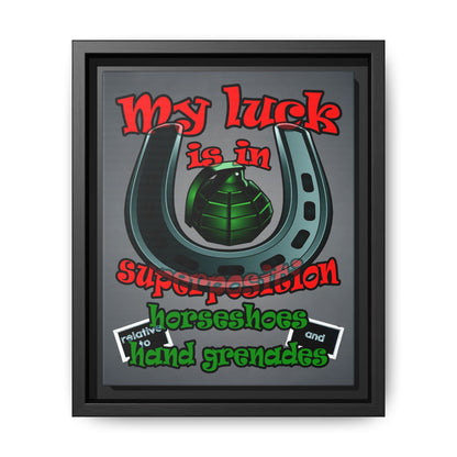 my luck - framed canvas art (grey-light grey)