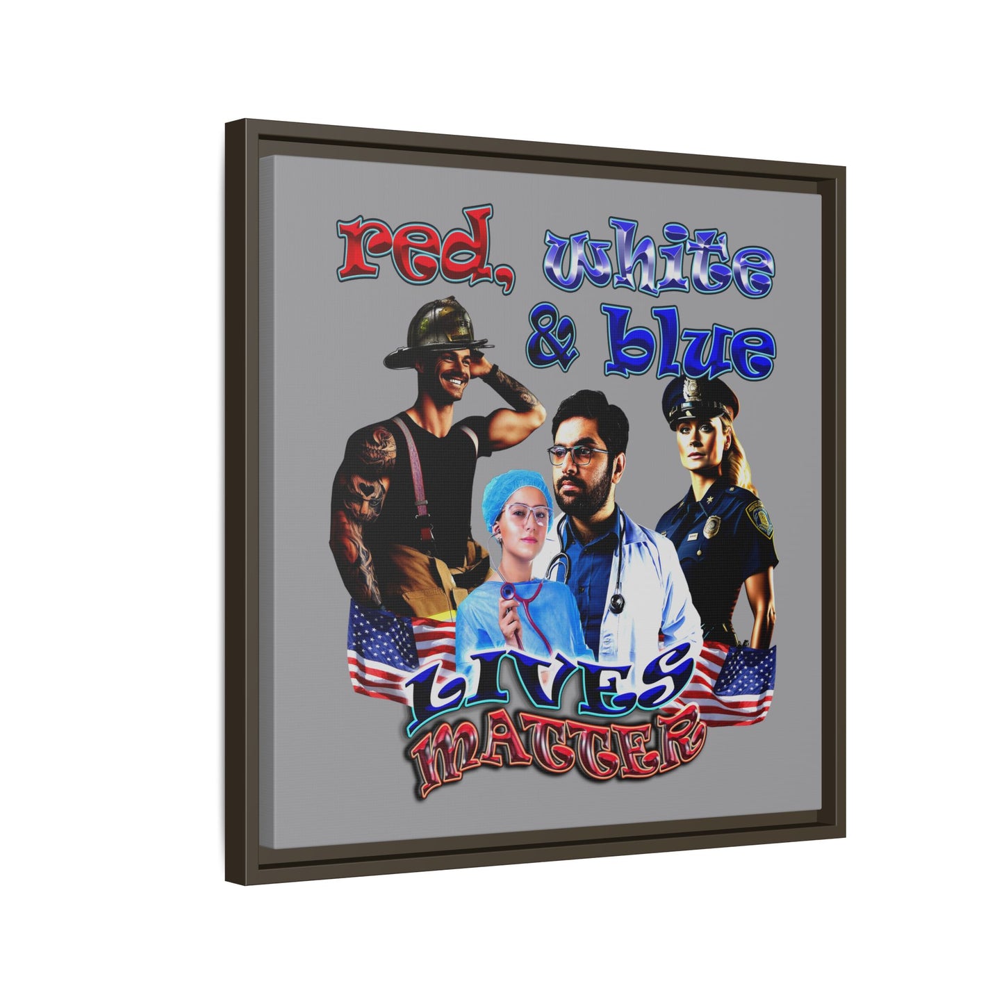 rw&b lives matter - framed canvas art (grey)