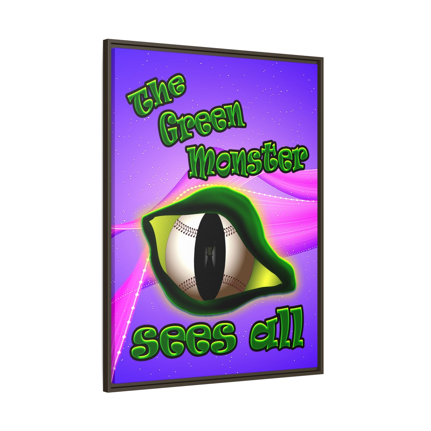 green monster - framed canvas art (purple-pink wave)