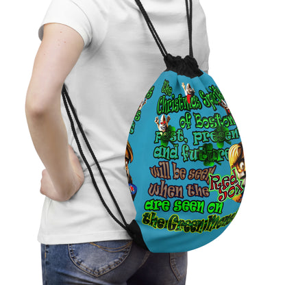 christmas spirits of boston - Drawstring Bag (turquoise)