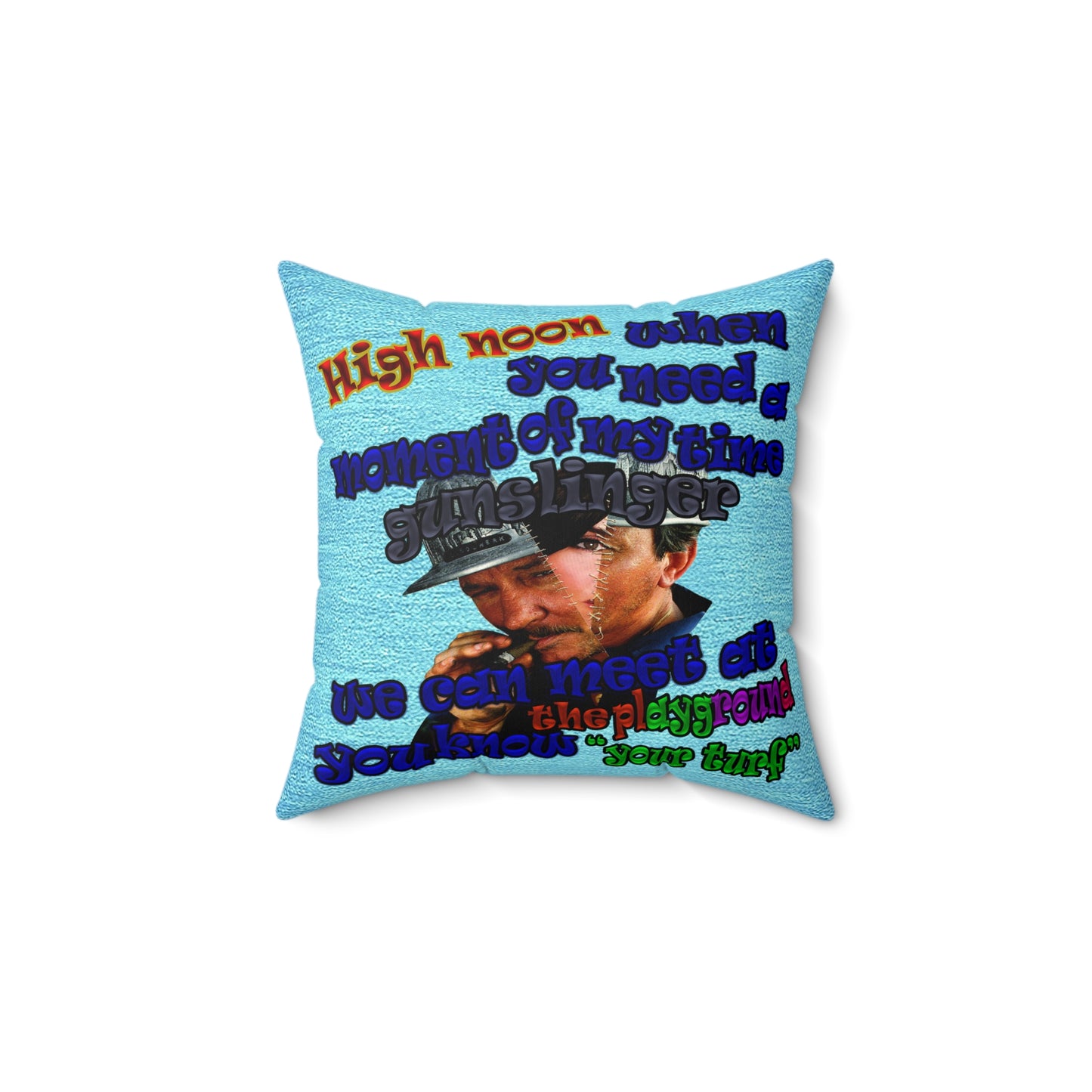 high noon - Faux Suede Square Pillow - (faded blue)