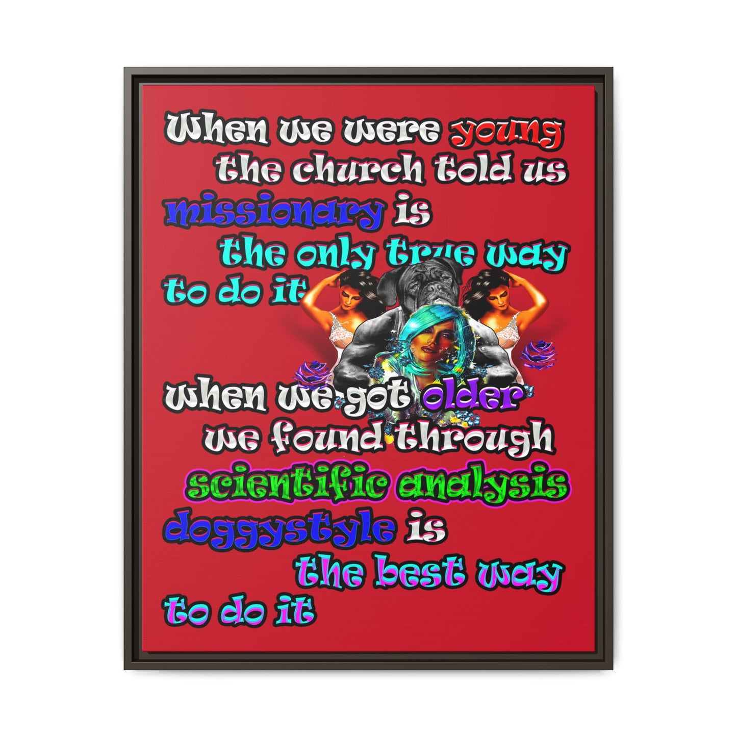 doggystyle - framed canvas art (dark red)