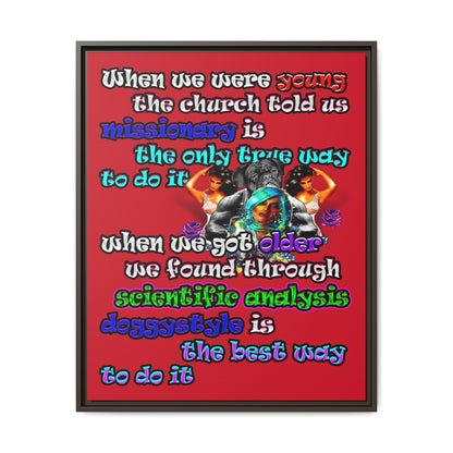 doggystyle - framed canvas art (dark red)