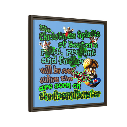 christmas spirits of boston - framed canvas art (light blue)