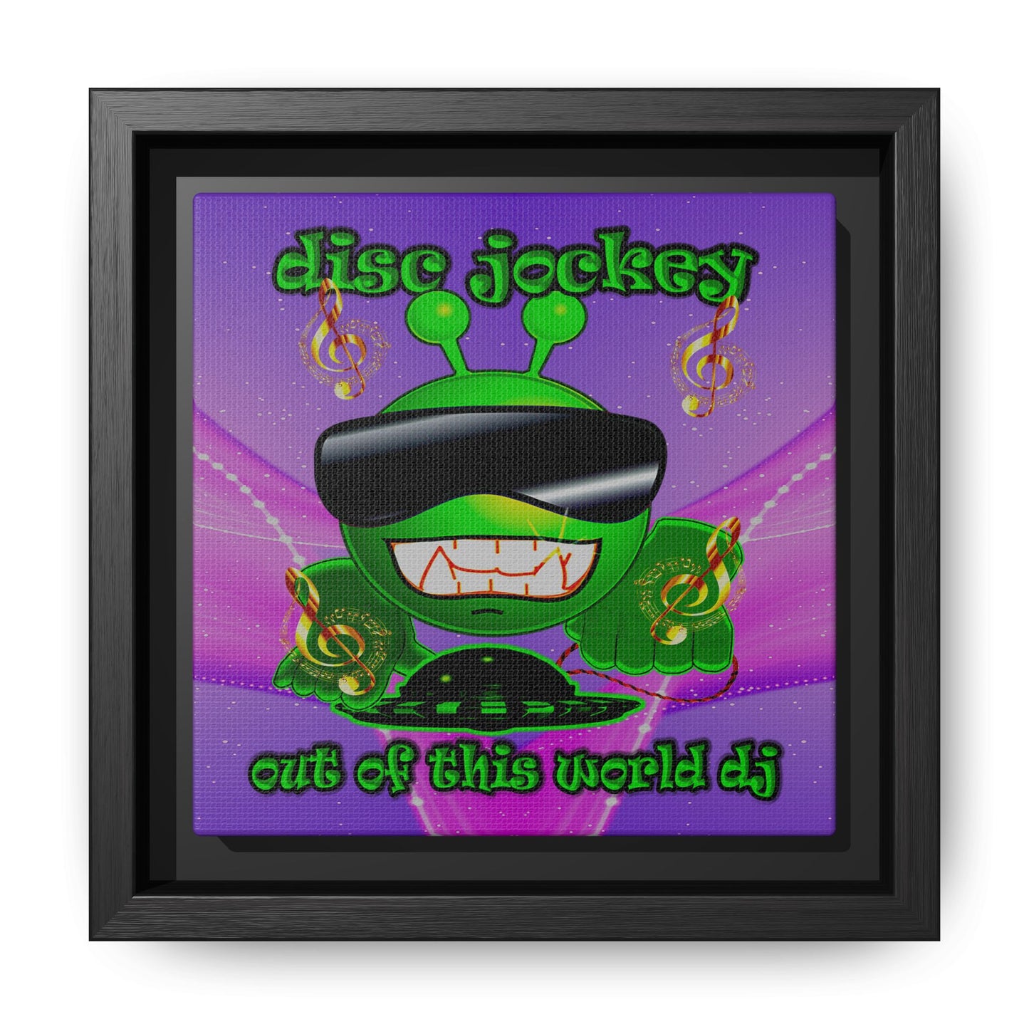 disc jockey - framed canvas art (purple-pink wave)