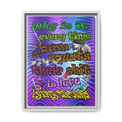 the bum's shit - framed canvas art (purple wave)
