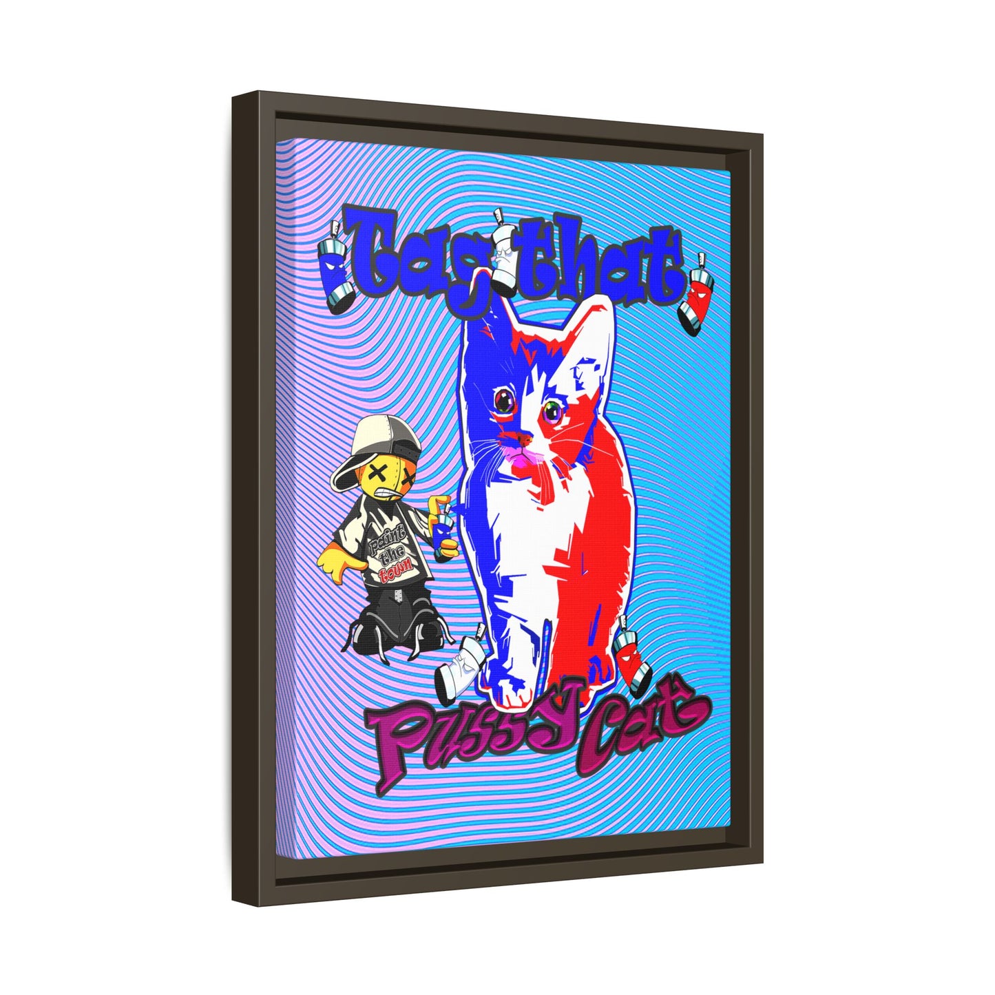 tag that - framed canvas art (light blue-purple wave)
