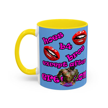 hoes b4 bros - Accent Mug (light blue)