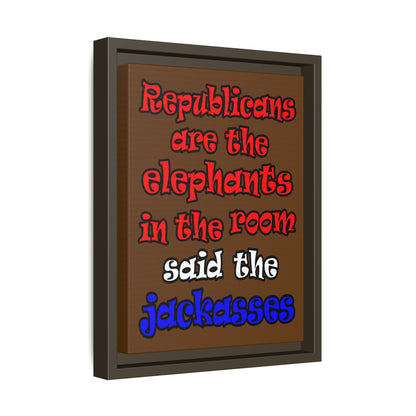 donkeys and elephants - framed canvas art (brown)