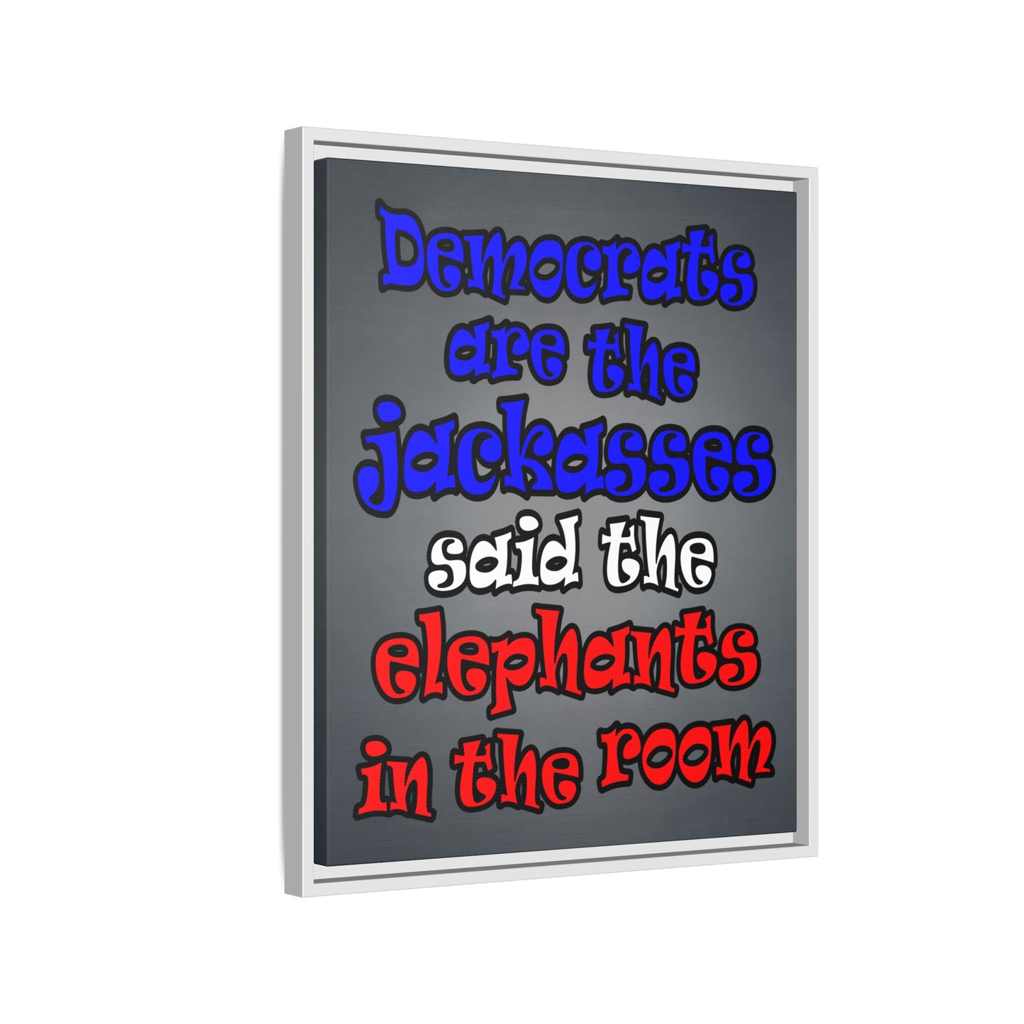 donkeys and elephants - framed canvas art (grey-light grey)