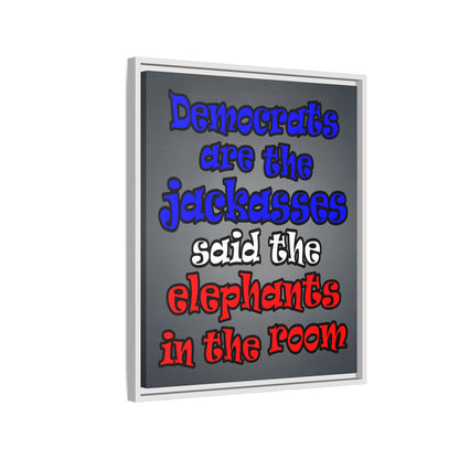 donkeys and elephants - framed canvas art (grey-light grey)