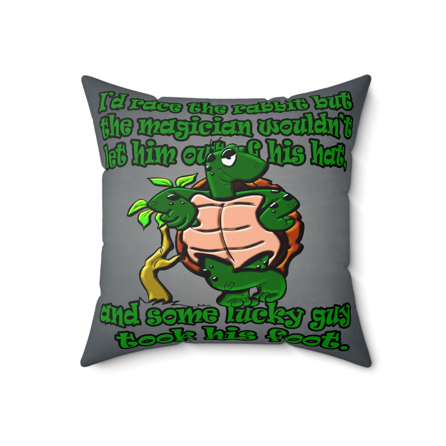 turtle race - Faux Suede Square Pillow - (grey-light grey)