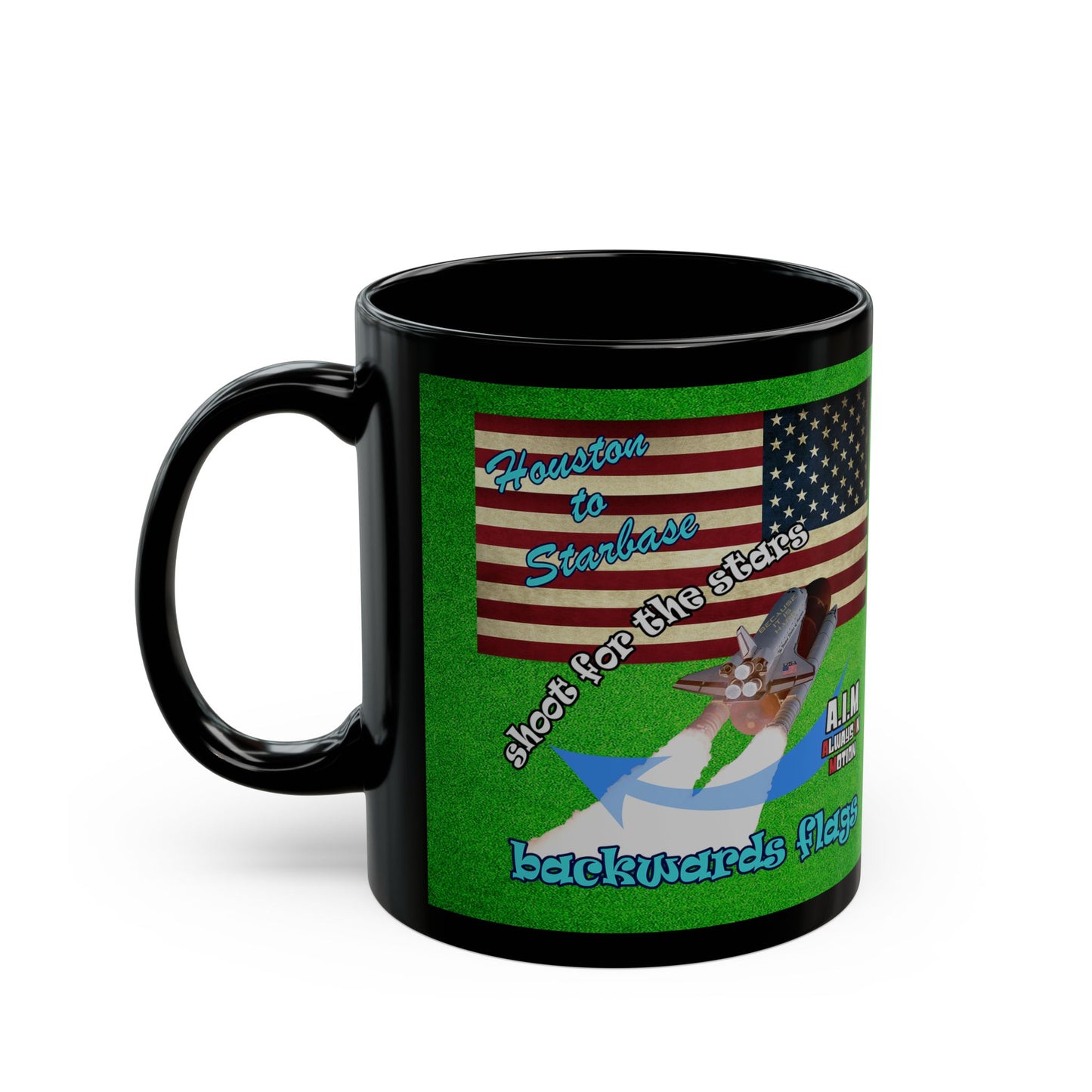 shoot for the stars - Black Mug (green turf)
