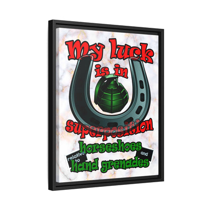 my luck - framed canvas art (white marble)