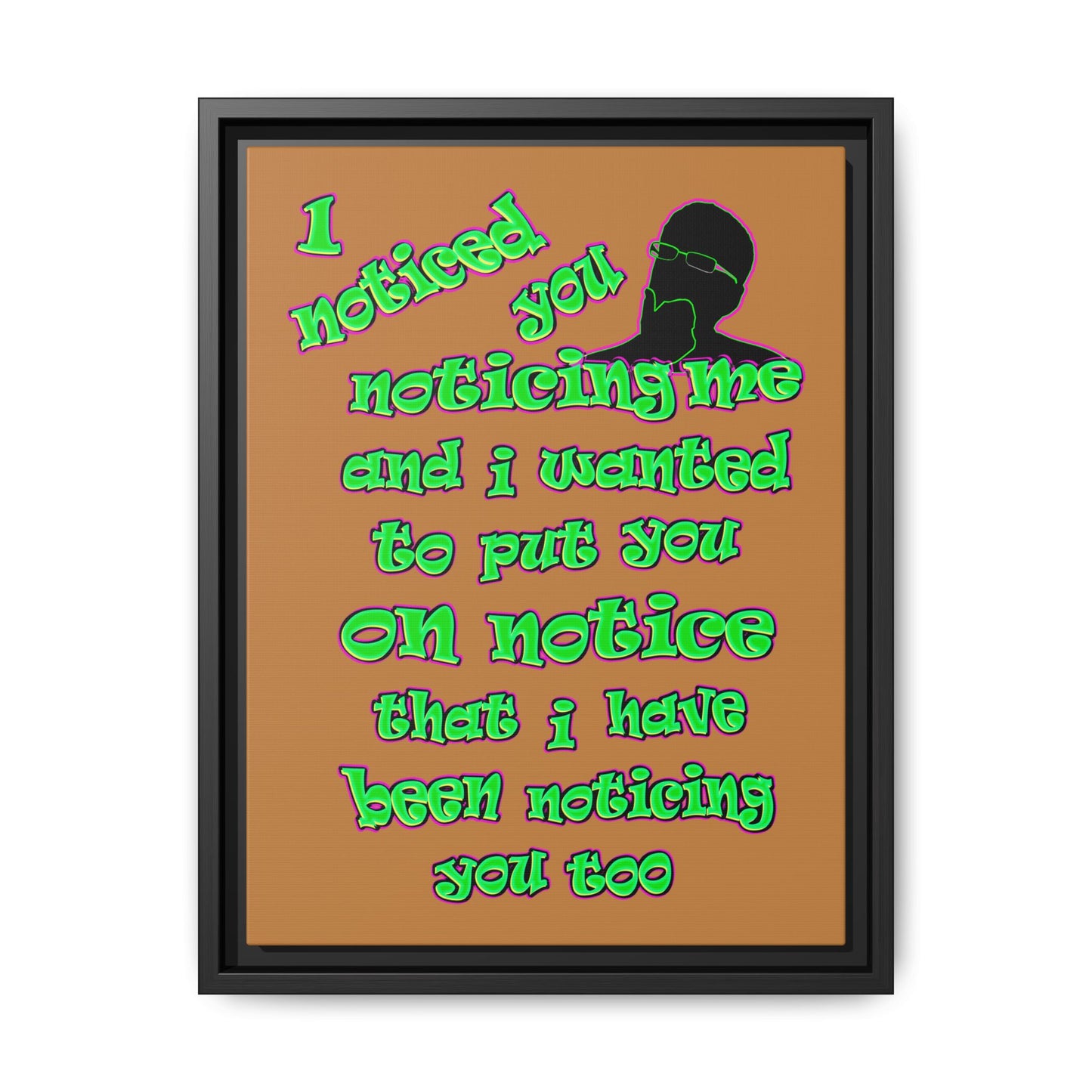 noticed you noticing - framed canvas art (light brown)