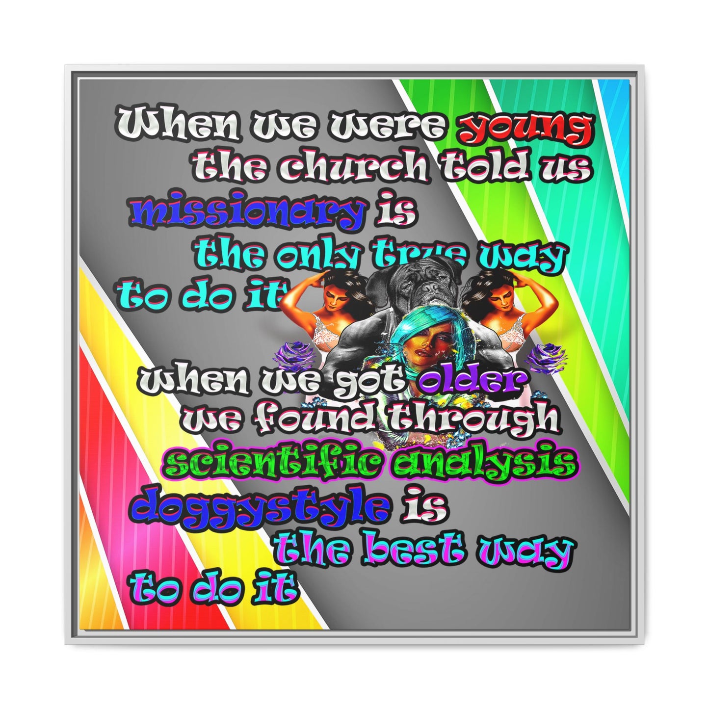doggystyle - framed canvas art (rainbow split)