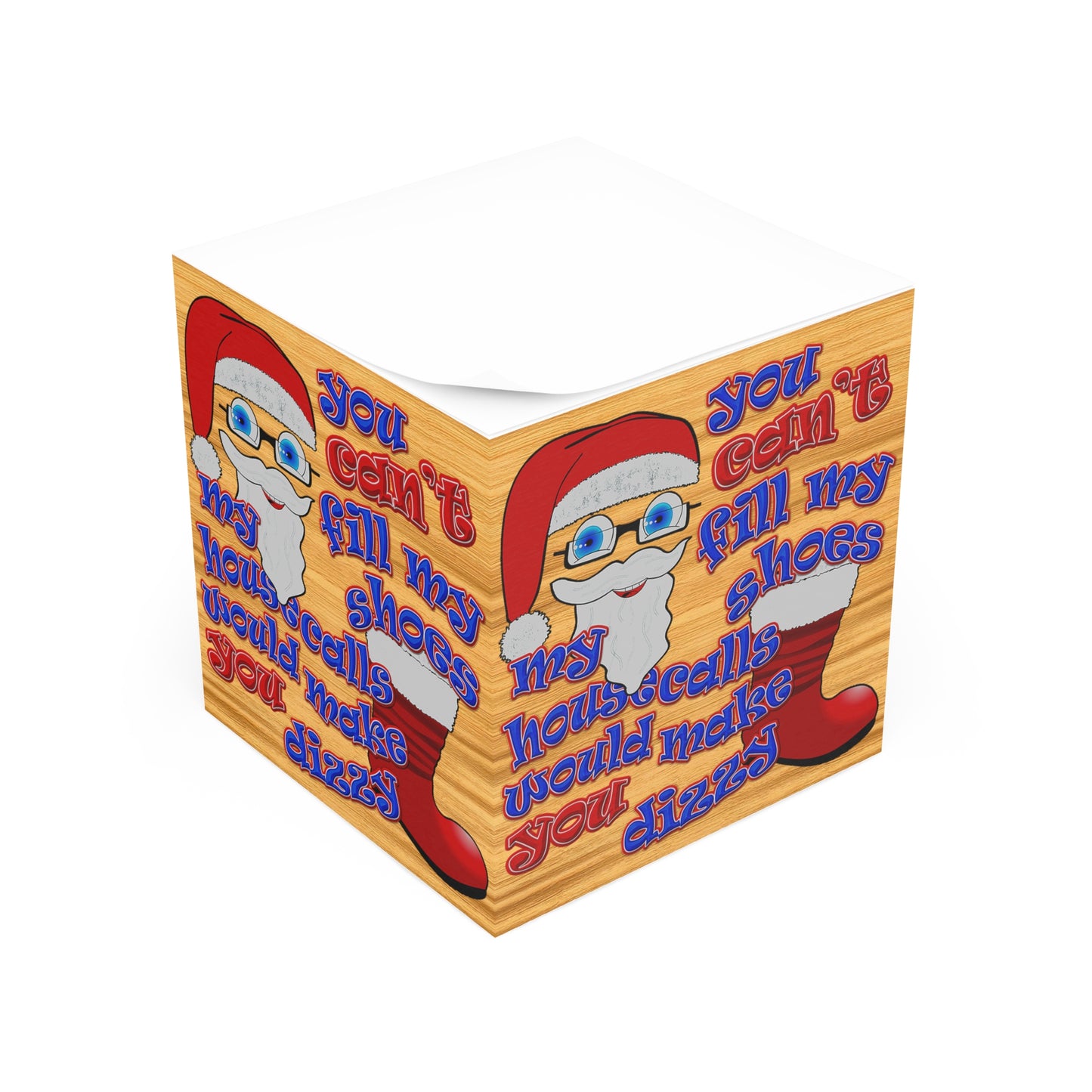 santa's shoes - note cube (butterscotch wood finish)