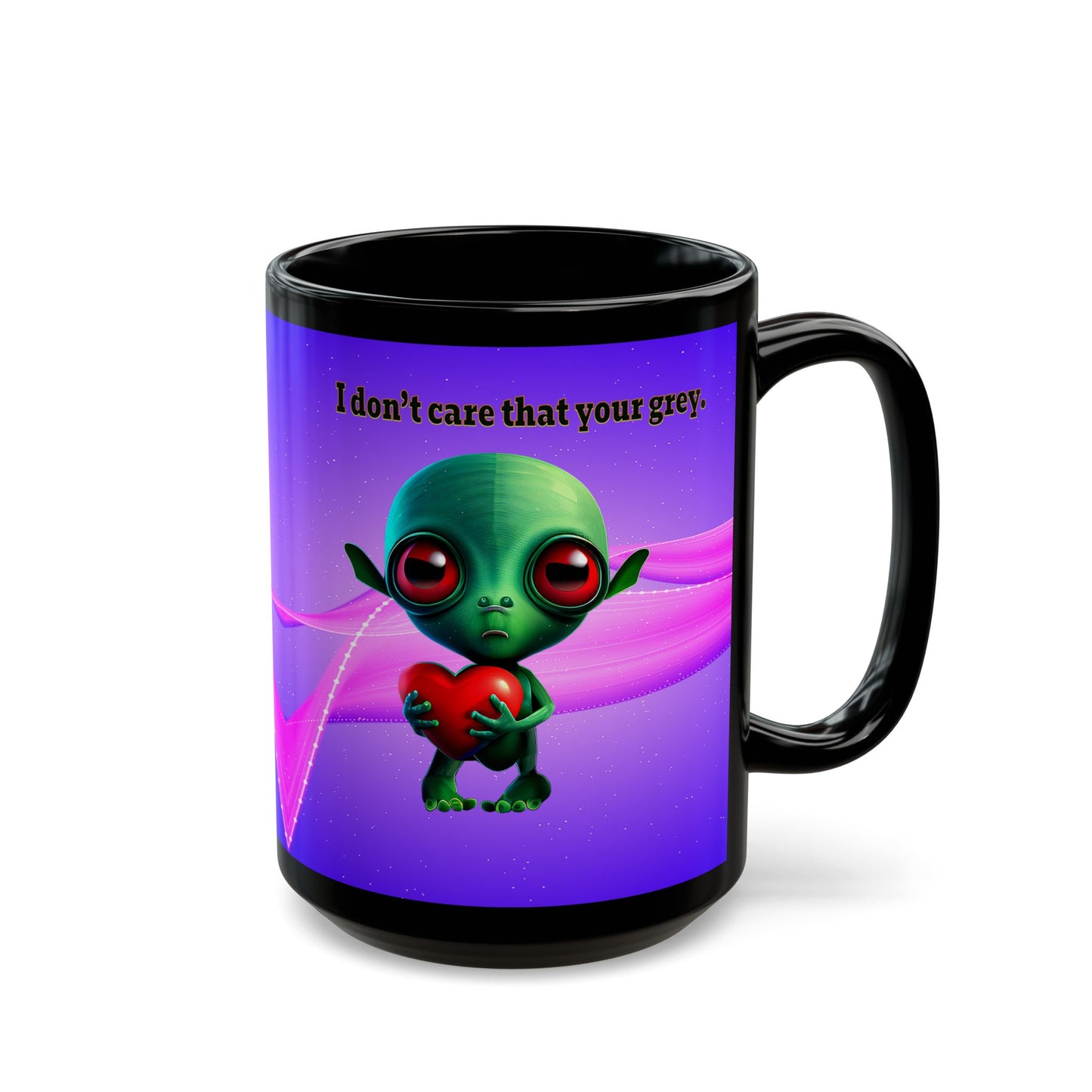 I don't care that your grey - Black Mug (purple-pink wave)