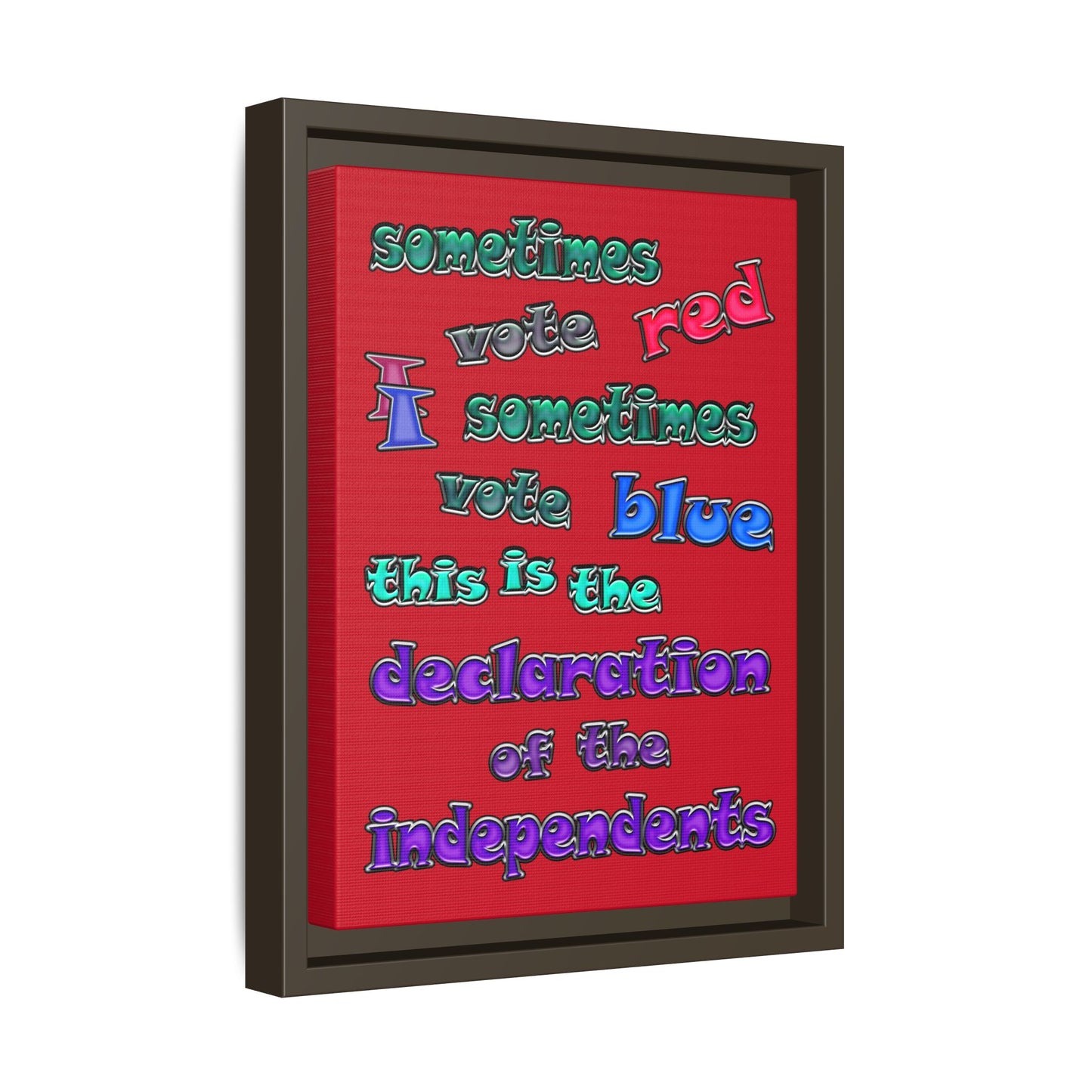 declaration of the independents - framed canvas art (dark red)