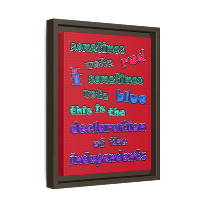 declaration of the independents - framed canvas art (dark red)