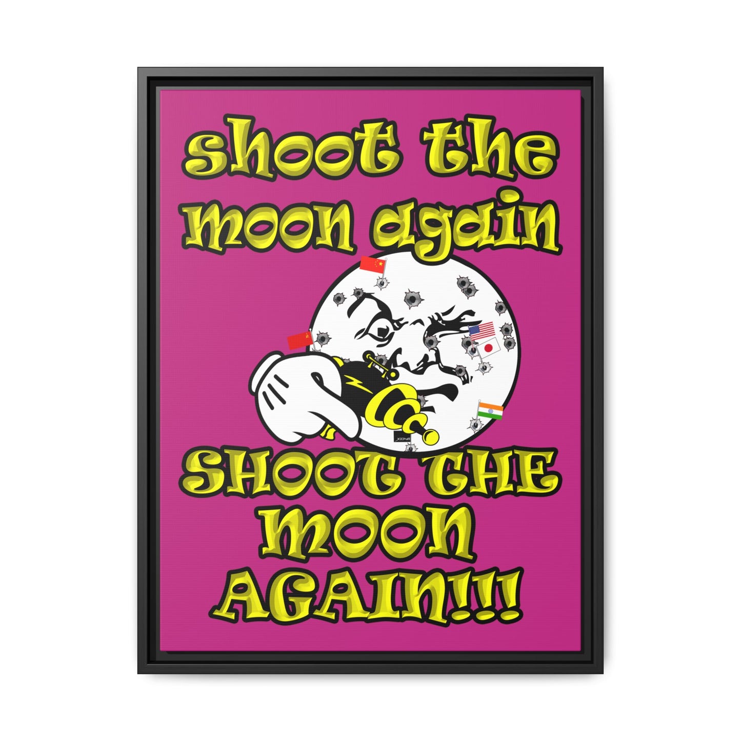 shoot the moon again - framed canvas art (pink)
