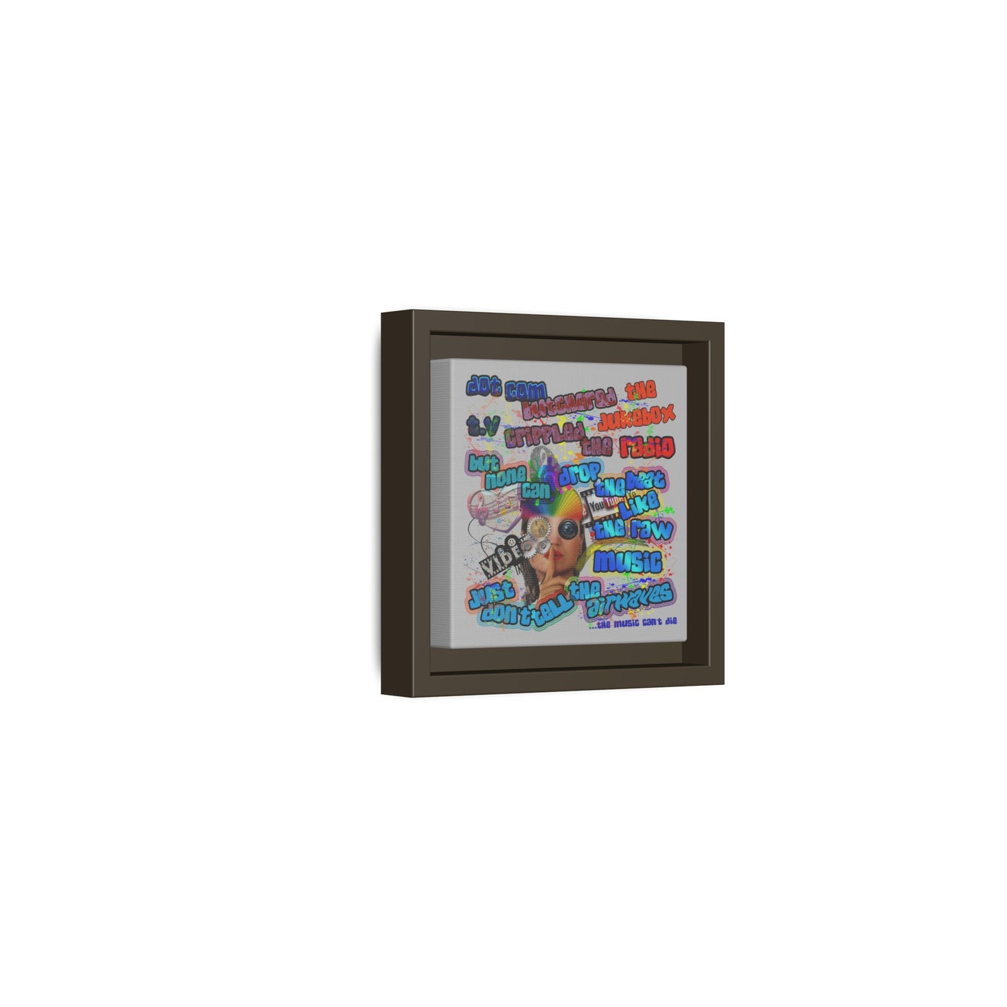 drop the beat - framed canvas art (light grey)