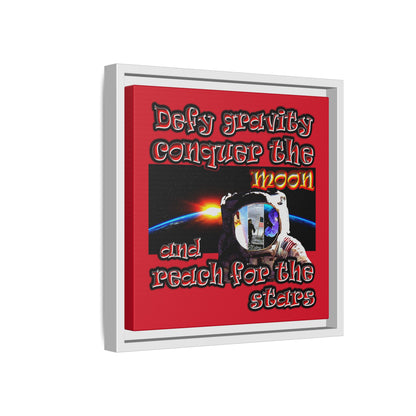 defy conquer reach - framed canvas art (dark red)