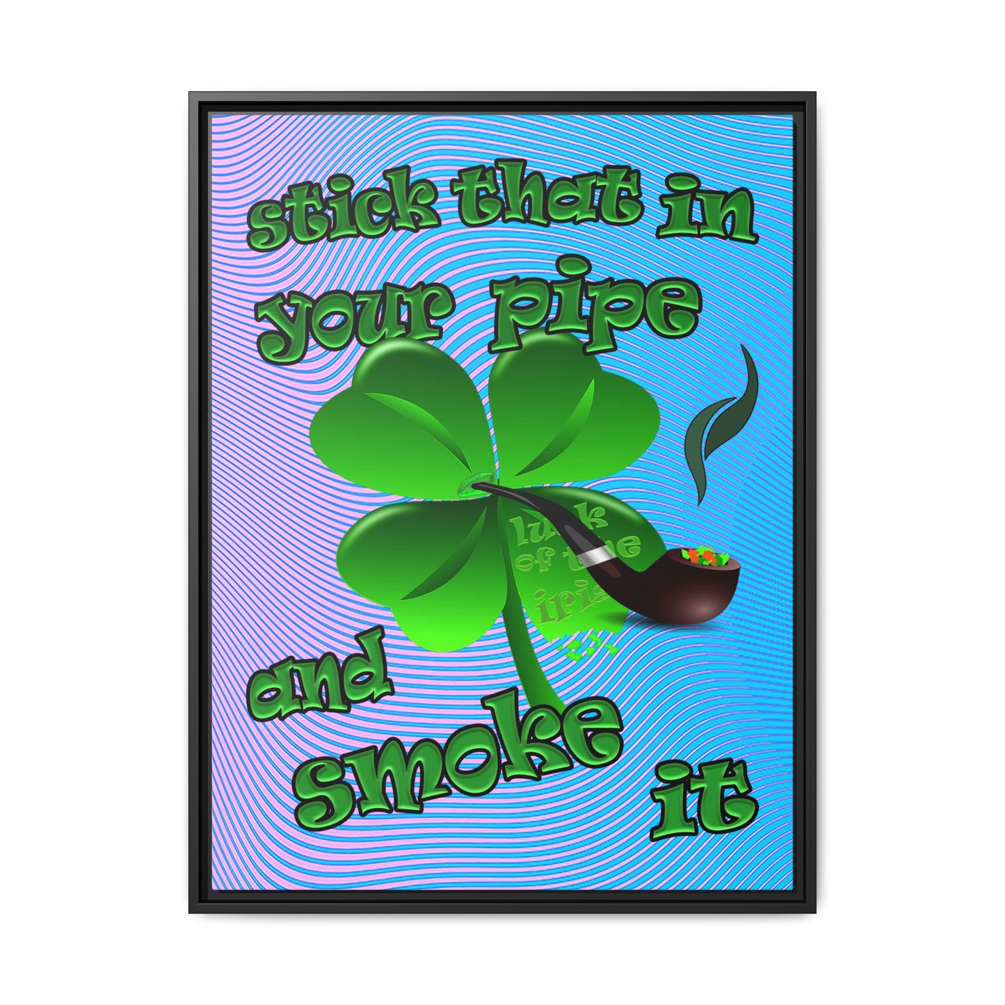 stick that in your pipe and smoke it - framed canvas art (light blue-purple wave)
