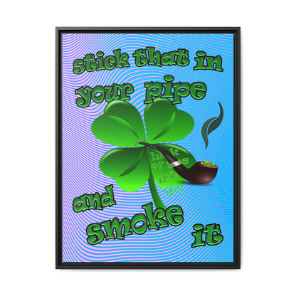 stick that in your pipe and smoke it - framed canvas art (light blue-purple wave)