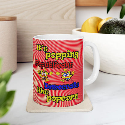 popping like popcorn - White Mug (yellow-orange wave)