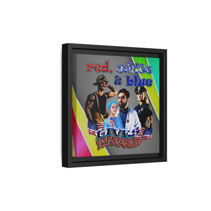 rw&b lives matter - framed canvas art (rainbow split)