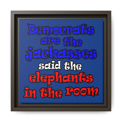 donkeys and elephants - framed canvas art (dark blue)