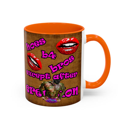hoes b4 bros - Accent Mug (brown papyrus)