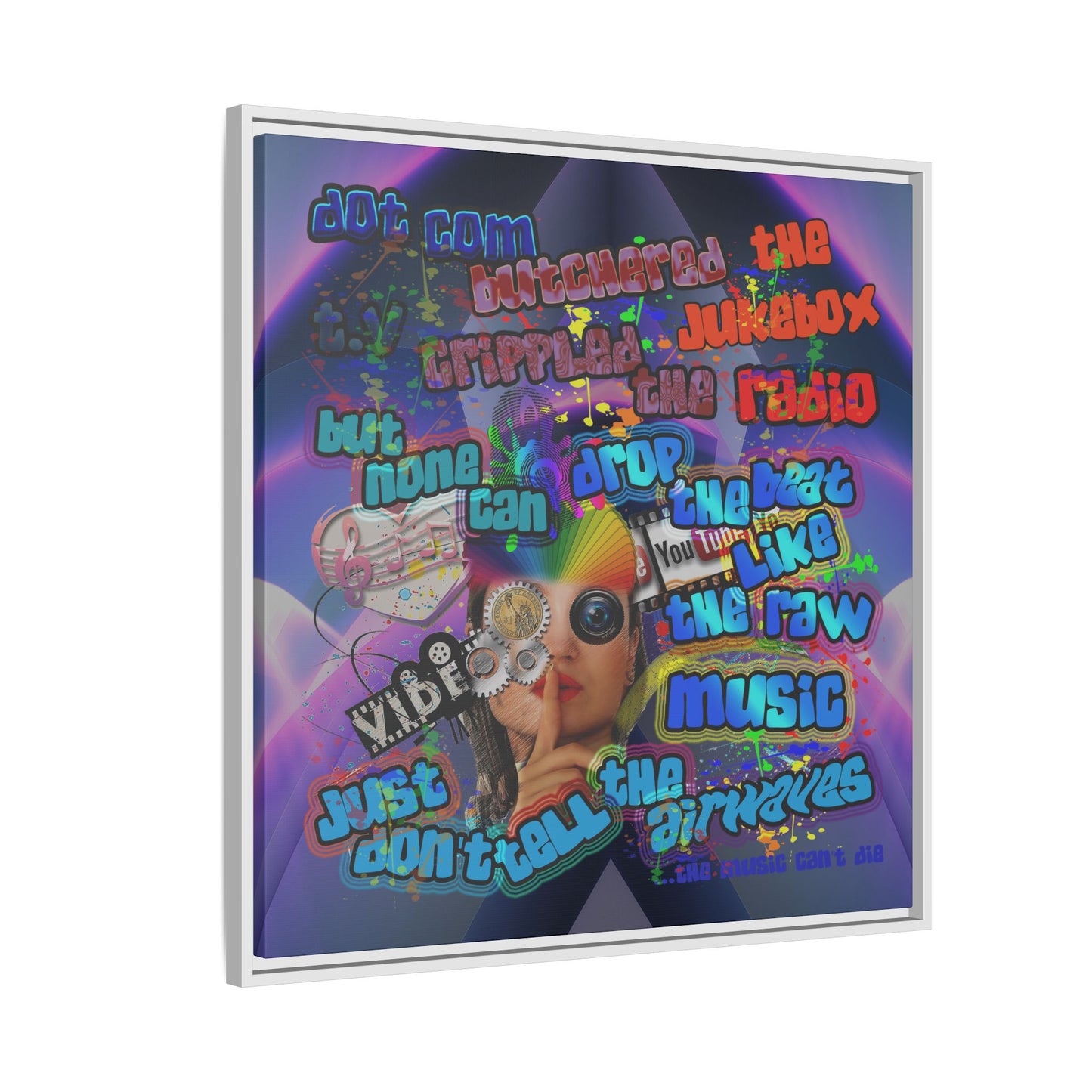 drop the beat - framed canvas art (grey-pink wave)