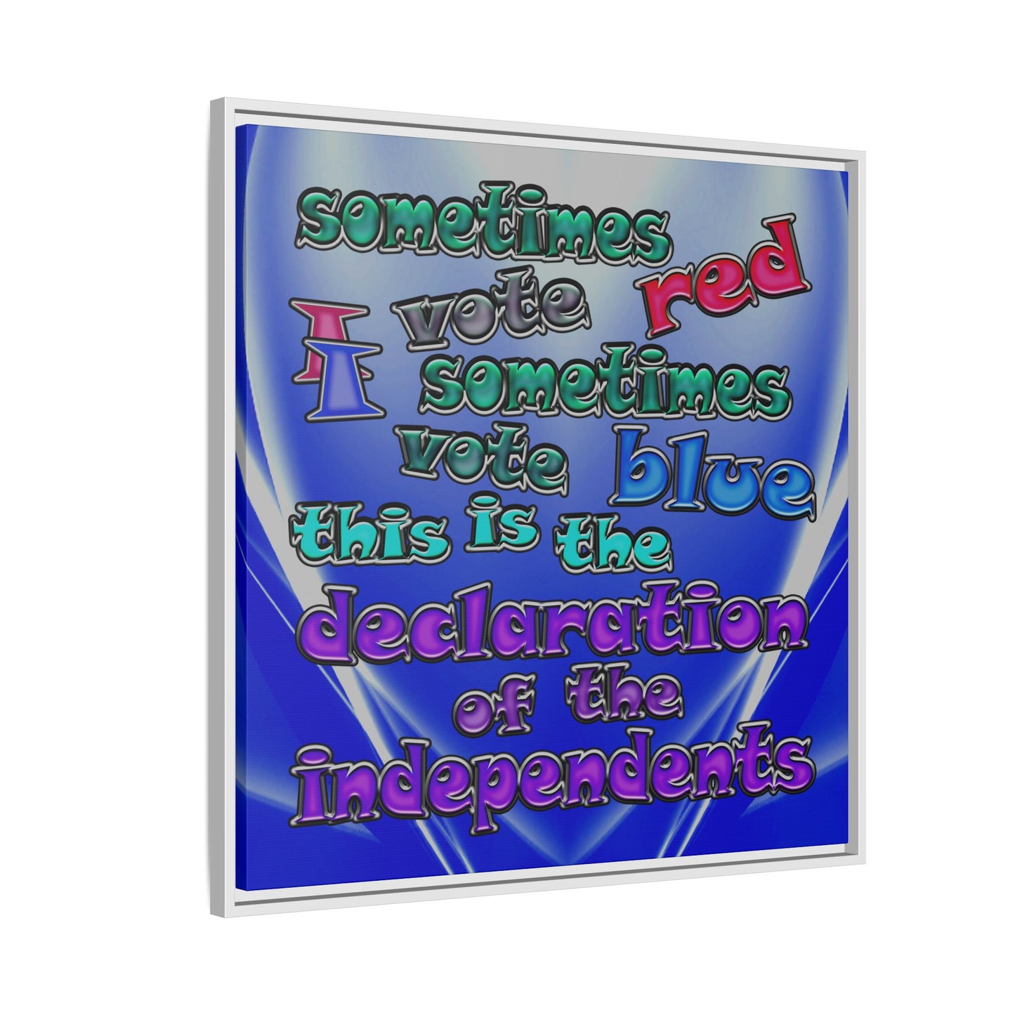 declaration of the independents - framed canvas art (blue-white wave)