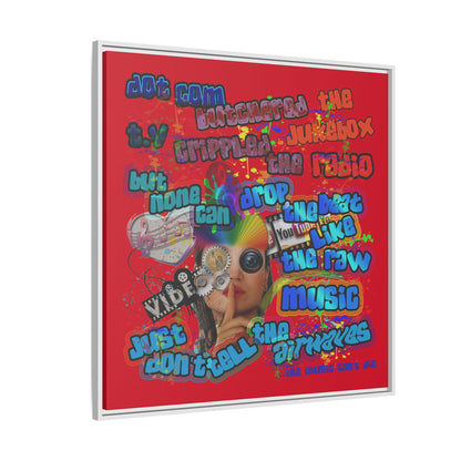 drop the beat - framed canvas art (dark red)