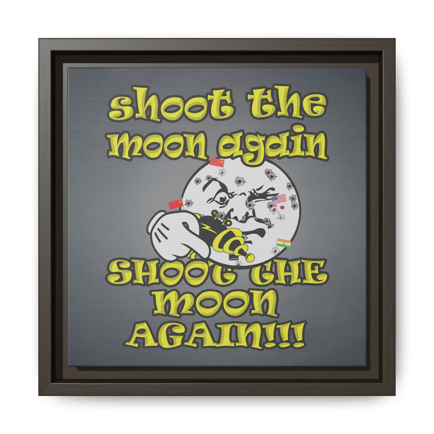 shoot the moon again - framed canvas art (grey-light grey)